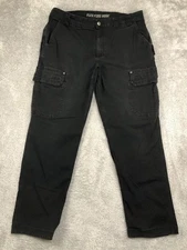 Duluth Trading Pants Men 39x32 (Tag 40x34) Flex Fire Hose Cargo Black