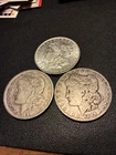 Morgan Silver Dollars. 3 Coins Total.