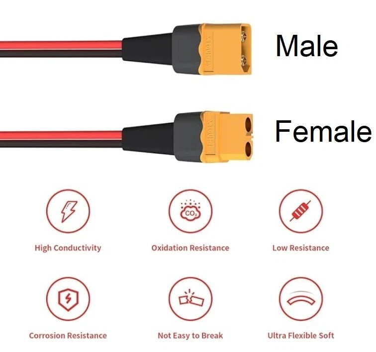 XT60 Extension Lead Upgraded Cable Wire 14AWG 50cm, 1M, 2M, 3M, 4M, 5M UK SELLER - Image 3 of 4