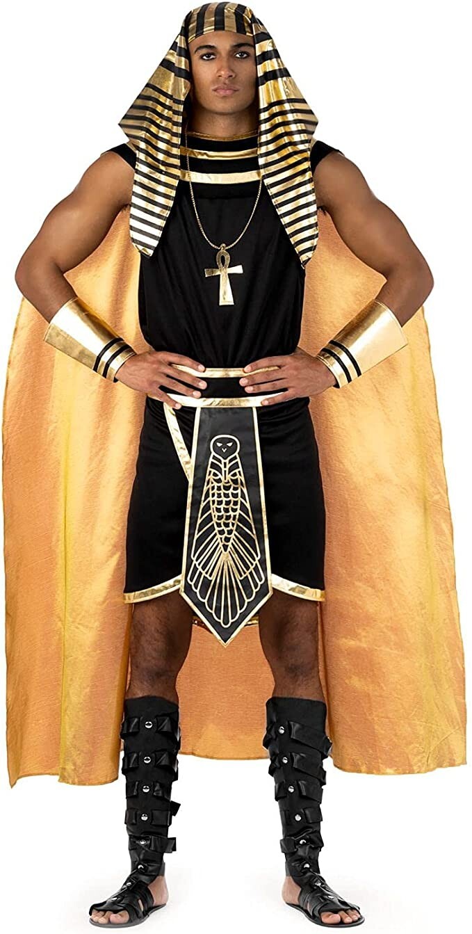 Deluxe Men`s Pharaoh Costume Adult Egyptian King w/ U… Gem
