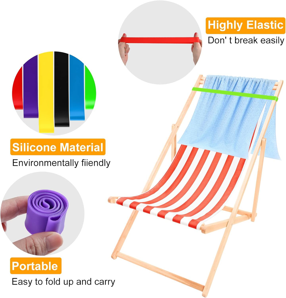 12 Pieces Towel Bands Beach Chair Towel Clips Bands Silicone Rubber