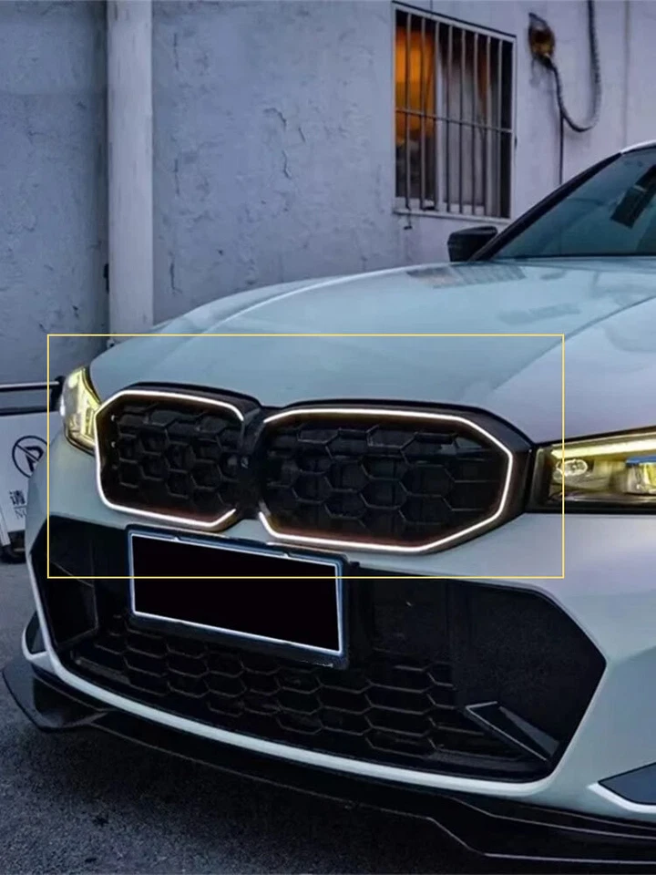 Glossy Black Front Bumper Grille Mesh Fit For BMW G20 G21 330i M340i 3ER 2023-24 - Image 3 of 4
