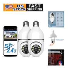 Advanced Light Bulb Security Camera System - HD Wireless, Night Vision, 2 Pack