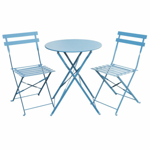 B-Ware Balkonmöbel Bistroset Stuhl Tisch Garten Bistro Cafe Klappmöbel blau Set - Bild 1 von 4