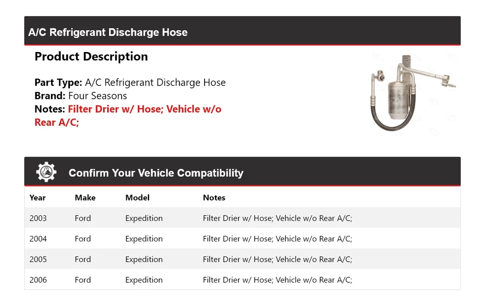 For 2003-2006 Ford Expedition A/C Refrigerant Discharge Hose 4 Seasons 2004 2005 - Image 2 of 4