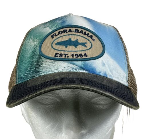 Chapeau hérité logo Flora-Bama colorant ondulé patch maille snapback logo marlin neuf avec étiquette - Photo 1 sur 8