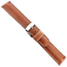 20mm Milano Tan Handmade Genuine Calf Padded Double Contrast Stitch Mens Band R