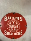 Vintage PORCELAIN WILLARD BATTERY SOLD HERE SIGN.