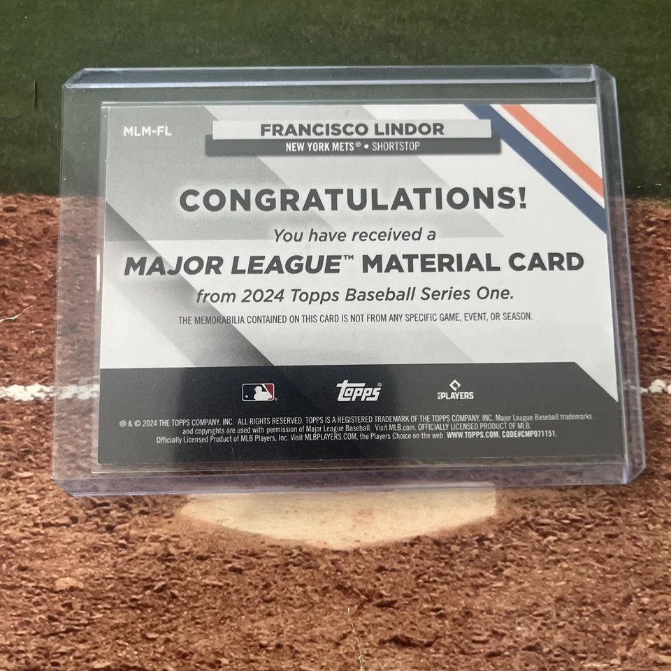 2024 Topps Series 1 Francisco Lindor Major League Material Relic #MLM-FL Mets ⚡️ - Image 2 of 2