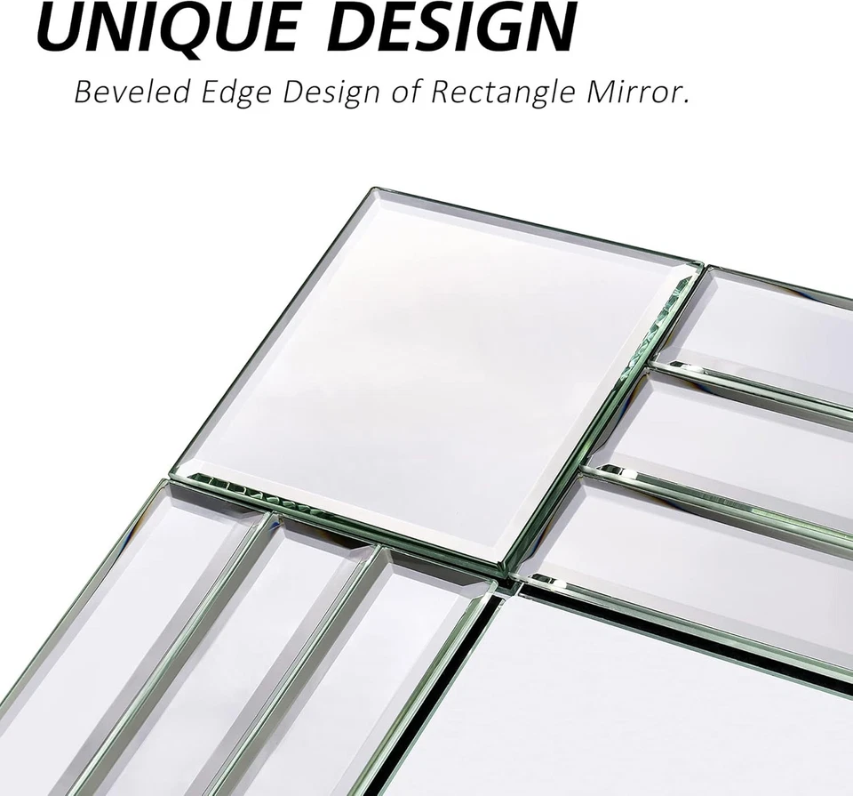 Espejo decorativo - 38 x 27 pulgadas, elegante espejo plateado, adecuado para baños Foto 3 de 4