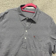 Criquet Shirt Mens L Blue Striped Classic Preppy Polo Pima Cotton Slim Fit