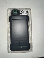 Solar Power Bank 4000mAh Portable Charger w/ Compass & Cable – Box May Show Wear