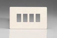 Modular Grid System Primed PowerGrid Plate Screwless 4-Gang Yoke Included