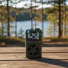 Compact Bluetooth AM FM Shortwave Radio, 1250mAh Battery, Flashlight Included