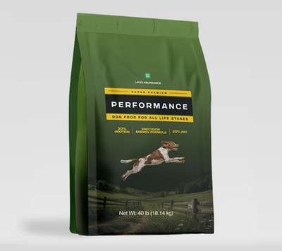 Life's Abundance Performance Dog Food for All Life Stages 40Lb