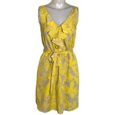 EXPRESS YELLOW & GREY FLORAL SLEEVELESS DRESS