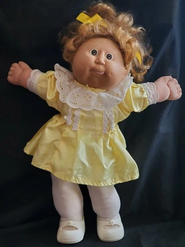 G VTG Cabbage Patch Kids Golden Blonde Cornsilk DOLL Curls TONGUE w/Clothes LOT