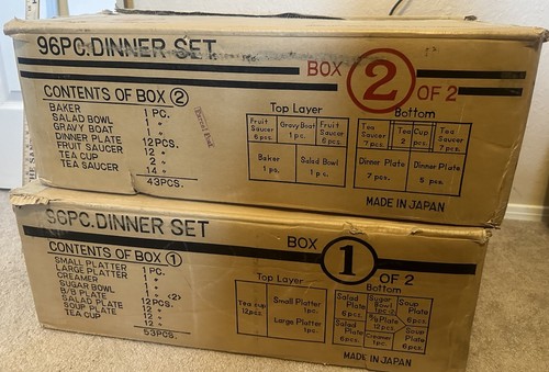 Vintage Noritake Reina #6450Q 96 piece Set Orginal 1968 Boxes Silver White China