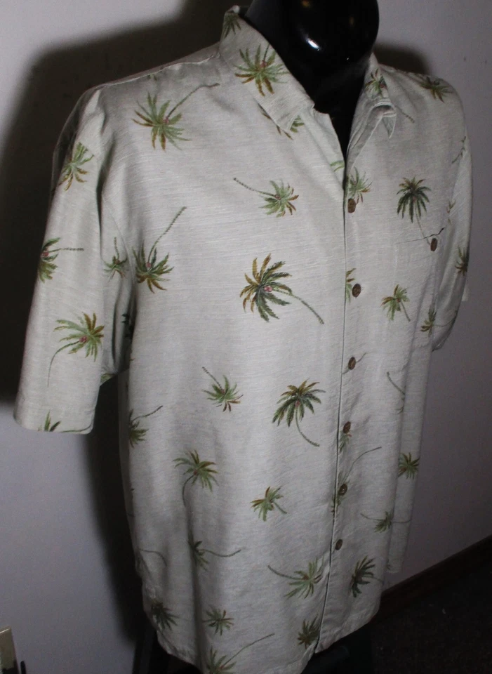 Camisa manga corta seda verde claro SILK LUAU talla L Foto 3 de 4