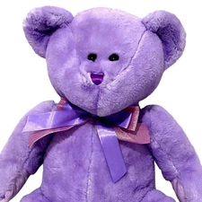 Hug Fun Cotton Candy Purple Plush Teddy Bear 20" Stuffed Animal Colorful Bow