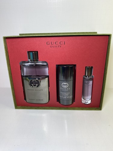 GUCCI GUILTY POUR HOMME - Gucci 3.0 oz EDT Men 3 piece Gift Set - NEW IN BOX - Picture 1 of 4