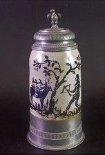 BULK JUG around 1820 - HUNTING MOTIF - St. Hubertus DEER Crossbowman - Hand Painted