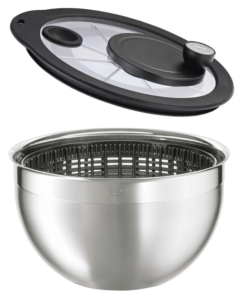 Salatschleuder - Edelstahl 18/10 - Polypropylen- Glas - Ø 24 cm - Bild 4 von 4