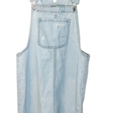 Vintage Light Wash Denim Overalls With Distressed Details  Front Pocket Sz S