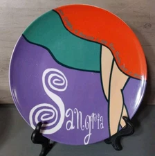 Sangria Cocktail Drink Recipe Appetizer Serving Plate Retro Ceramic 8.25''