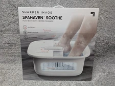 NEW Sharper Image Spahaven Soothe Foot Bath With Heated Massage & Pumice Stone