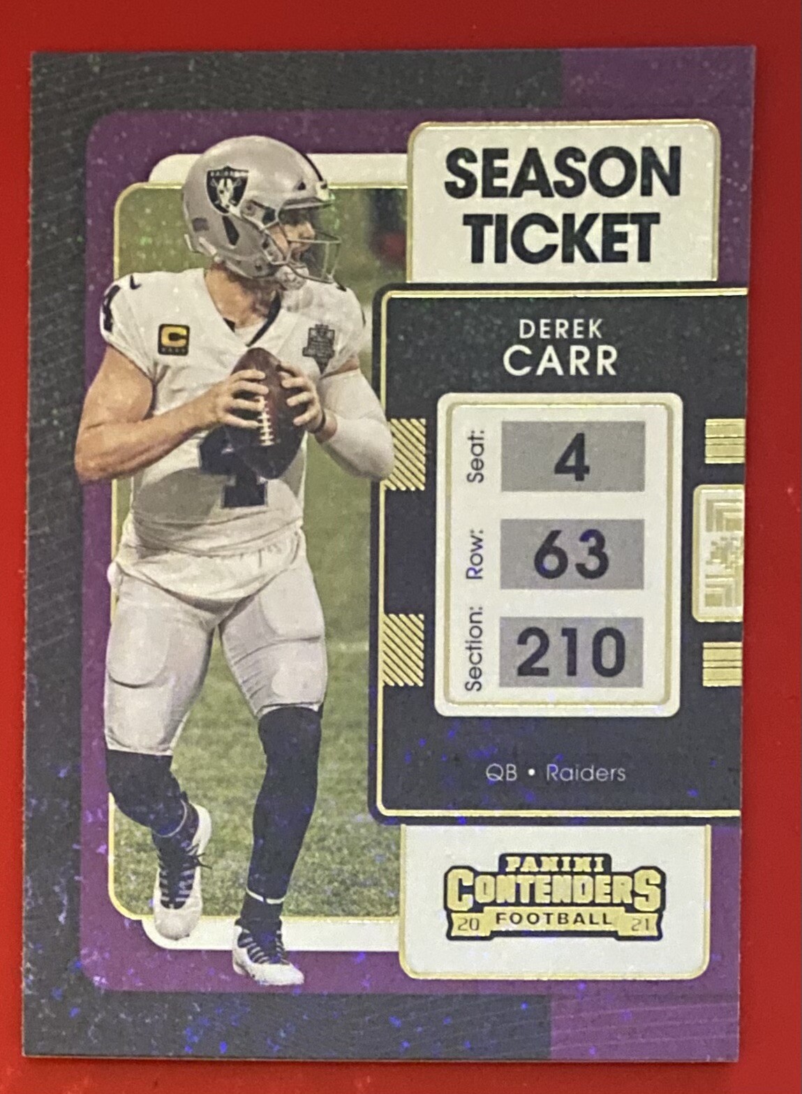 2021 Panini Contenders Stardust Derek Carr #57 Las Vegas Raiders SP