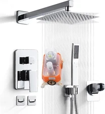 Shower Faucet Set w/Mixer Valve Kit Rainfall Shower Head Combo System 8 Inch