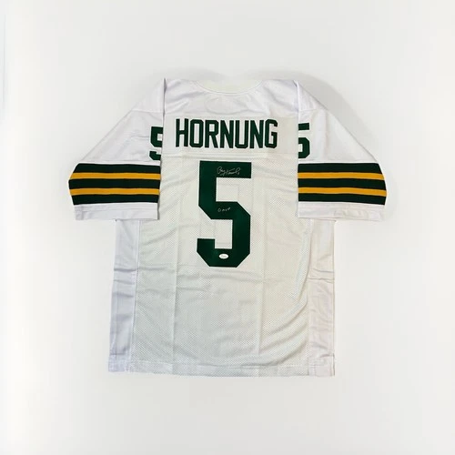 PACKERS Paul Hornung Signed White Jersey w/#5 JSA COA Autographed Green Bay XL