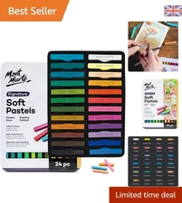 Deluxe 24-Pack Soft Pastels with Tin Storage - Perfect for Coloring & Sketching