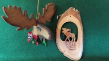 Moose Wooden Christmas Ornaments Lazer cut 5.5"x 2.5" 3-D Moose 5"x3"