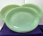 Fire King Jadeite Oval Ribbed 12" Wide Serving Platters, Set of 3, Vintage