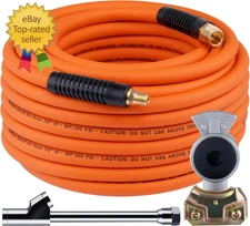 Truck Tire Inflator Kit, 3/8” X 50FT Hybrid Air Hose with 1/4" Chuck and 1/2" NP