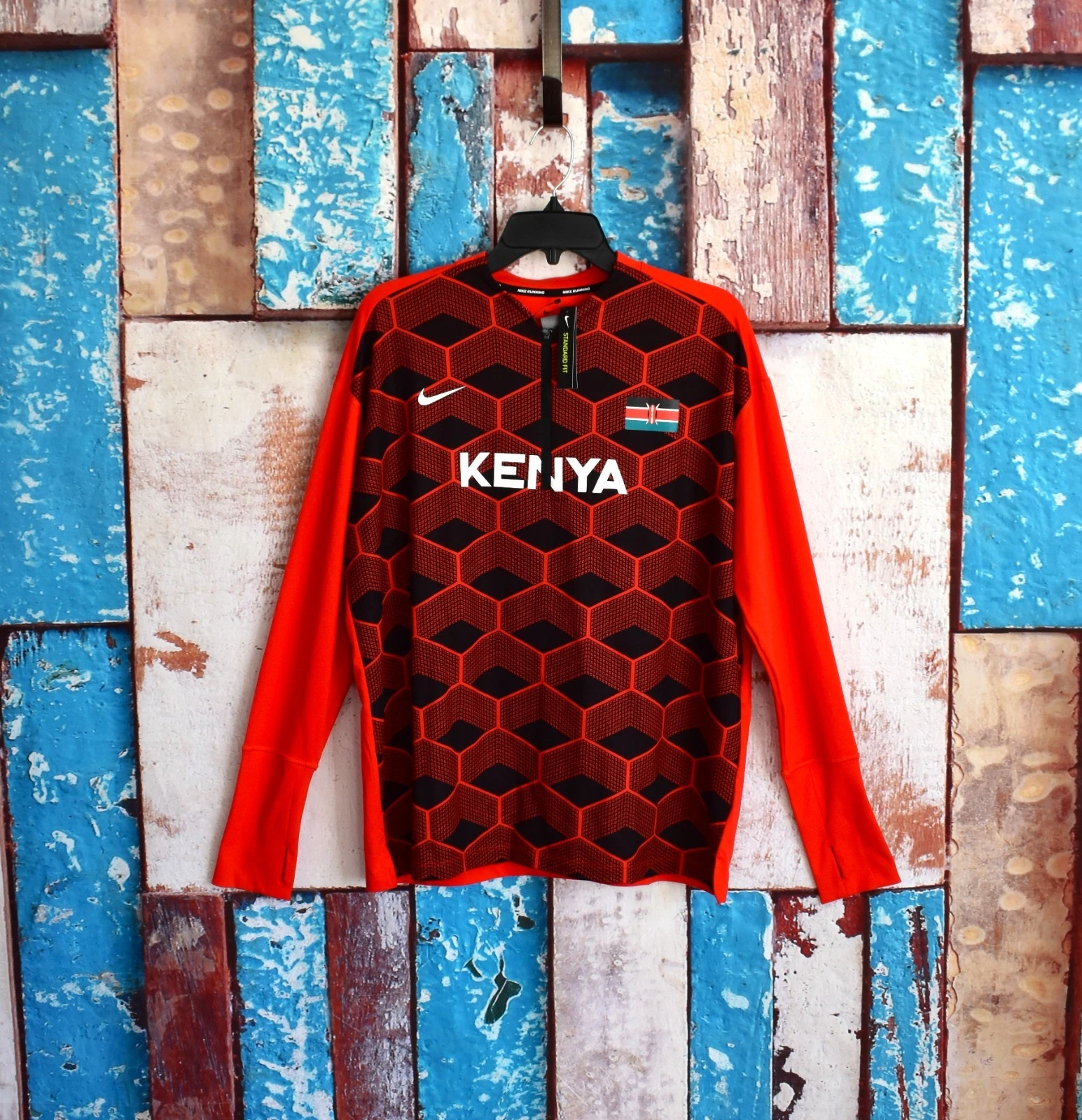 Women's Nike Team Kenya Element 1/2 Zip Running Top Standard Fit XLARGE Red NEW