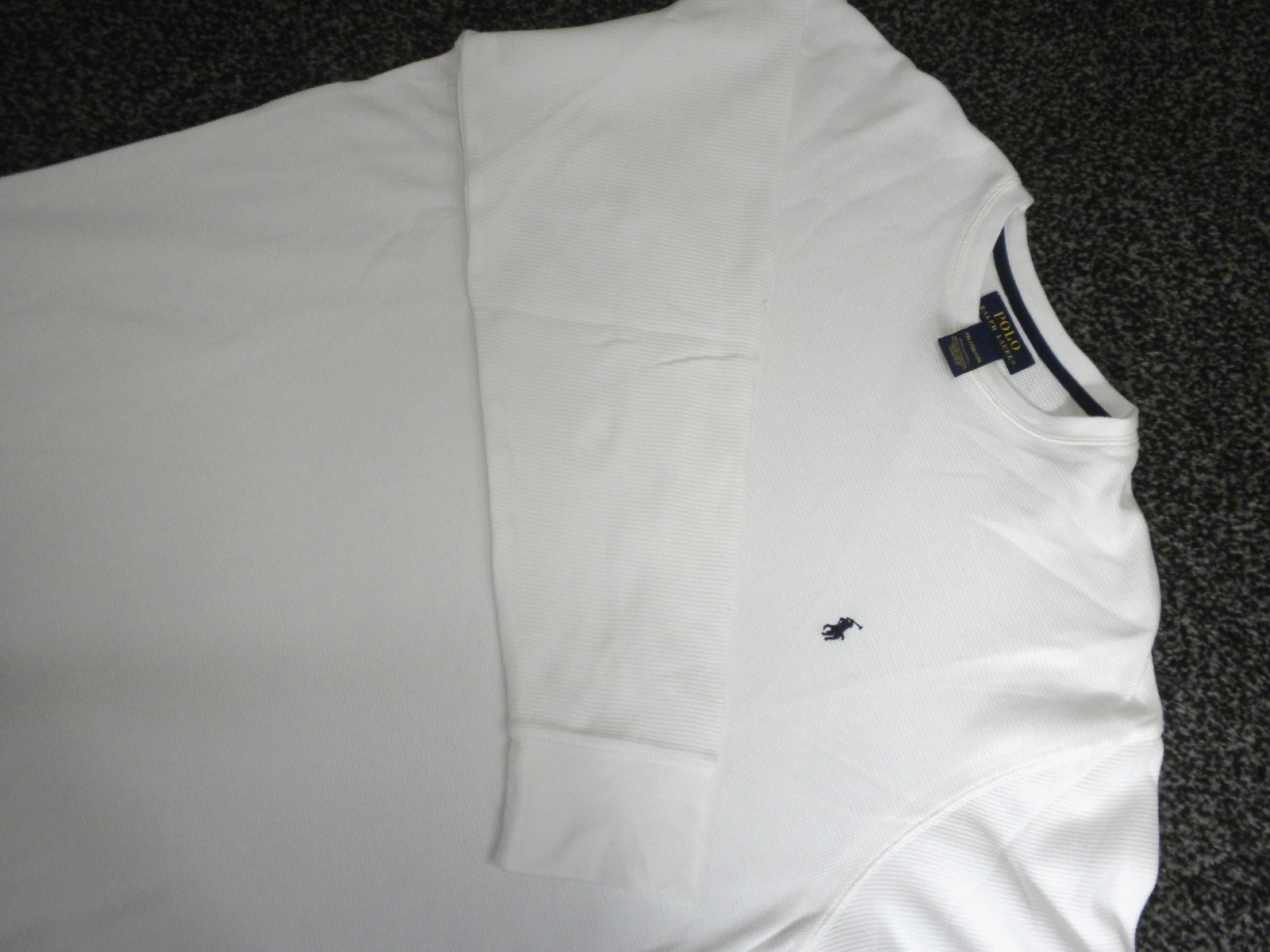 Polo Ralph Lauren T shirt 2XL bianca waffle maglia termica manica lunga girocollo pony