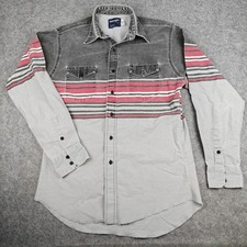 Vintage Wrangler Brushpopper Shirt Men's Medium Striped Western X Long Tail Fade