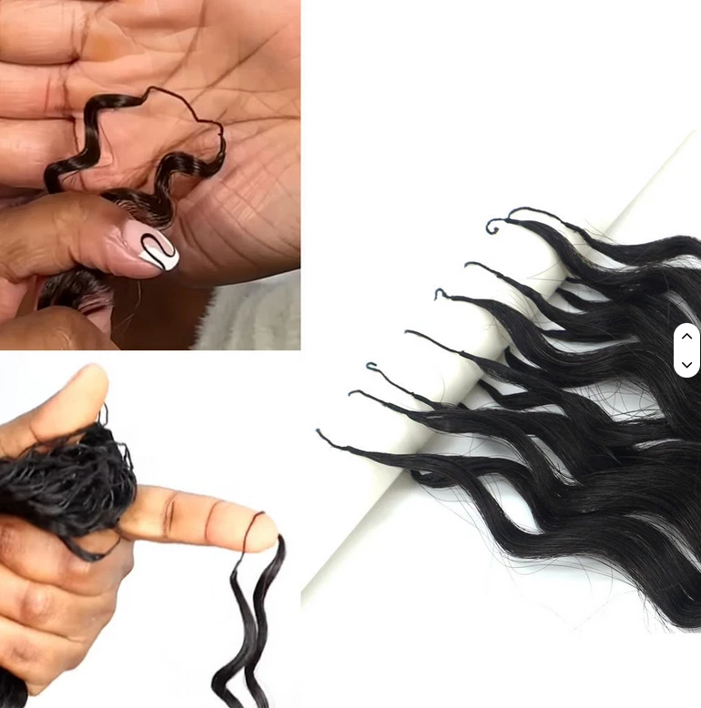 Extensión de cabello trenzado de ganchillo rizado rizado con punta de pluma Foto 2 de 4