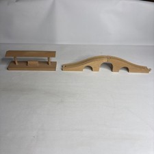 Wooden Train Bridge & Trackside Station Set Fits Thomas Brio Elc Ikea Bigjigs