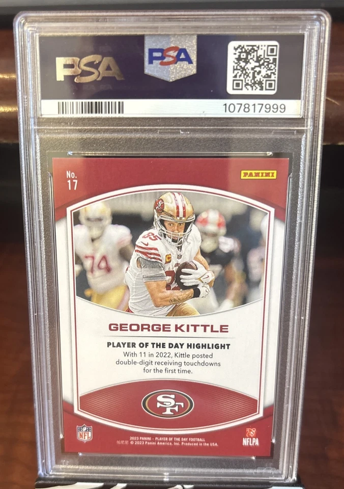 2023 Player of the Day GEORGE KITTLE Purple /25 PSA 9   49ers - Image 2 of 3