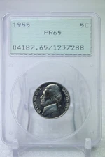 1955 Jefferson Nickel 5C PCGS PR 65 Rattler Holder #7288