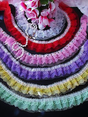 Lovely 4 color ruffled lace trim price by the yard /select color/