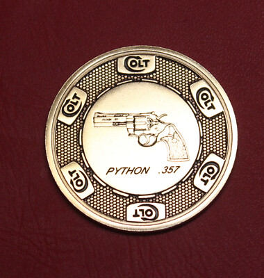 Colt Firearms Python Poker Chip Display Case Bronze Medallion
