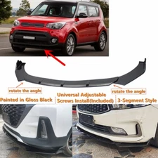 Add-on Universal For 2014-19 Kia Soul Glossy Black Front Bumper Lip Splitter Kit