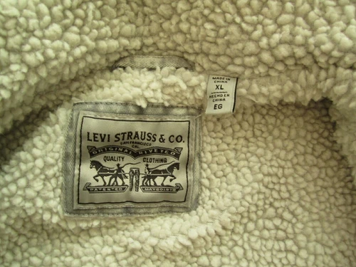 Levis Mens Sherpa Lined Trucker Jacket Grey Acid Wash Denim XL LW8RC790 image 3