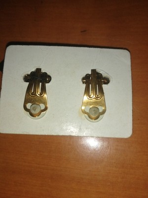 Boucles D'oreilles Clip Art Déco Italiennes Superbes - Années 1980-1990 - Occasion Vintage