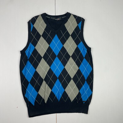 COLIN MONTGOMERIE Pullover Small Blau Herren Golf V-Ausschnitt Ärmellos Stric...